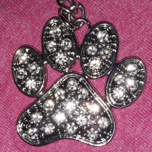 NWOT Rhinestone 2 sided PAW PRINT Key Ring / Chain - Picture 5 of 8